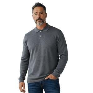 Brandini Men's Size XL Charcoal Grey Long Sleeve Knit Polo Sweater NEW